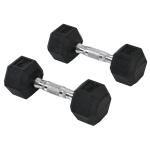 Conjunto de Halteres Hexagonais 2 x 5 kg Conjunto de Pesos com Barras de Conexão Kit de Treino de Fitness