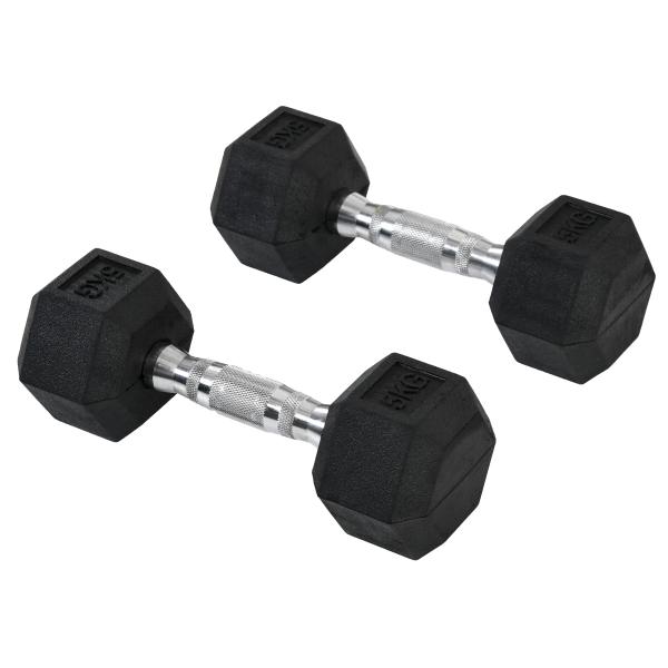 Conjunto de Halteres Hexagonais 2 x 5 kg Conjunto de Pesos com Barras de Conexão Kit de Treino de Fitness