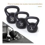 Peso Russo de 8 kg Kettlebell Preenchido de Areia com Punho Largo e Antiderrapante para Trenos em Casa e Ginásio 22x17x24 cm Preto