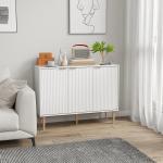 Aparador de Sala de Estar com Prateleira Ajustável Móvel para TV para Quarto Sala de Estar 107x35x80 cm Branco