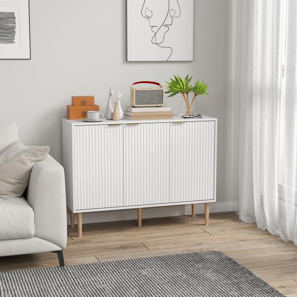 Aparador de Sala de Estar com Prateleira Ajustável Móvel para TV para Quarto Sala de Estar 107x35x80 cm Branco