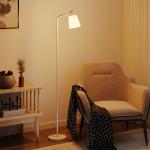 Candeeiro de Pé LED Regulável com Ecrã Giratório 350° 3 Temperaturas de Cor 3000K/4000K/6500K 45x21x148 cm Branco