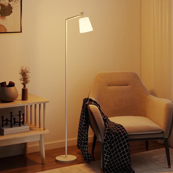 Candeeiro de Pé LED Regulável com Ecrã Giratório 350° 3 Temperaturas de Cor 3000K/4000K/6500K 45x21x148 cm Branco