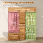 Armário para Roupas 182x43x185 cm Armário Aberto com 8 Prateleiras de Tecido Barras para Pendurar 182x43x185 cm Cinza