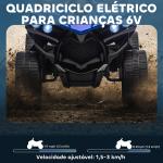 Quadriciclo Elétrico para Crianças 6 V Quadriciclo para Crianças com Velocidade até 3 km/h Faróis e Música 70x42x45 cm Azul