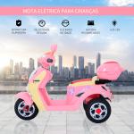 Mota elétrica Infantil para crianças acima de 3 anos com Bagagem 6V de Bateria 108x51x75cm Rosa