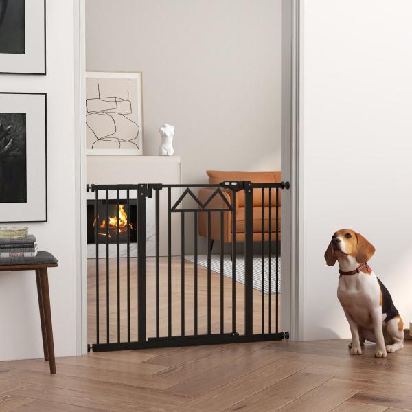 Barreira de Segurança Extensível para Animais de Estimação com Fecho Automático e Sistema de Duplo Bloqueio 74 - 100x76 cm Preto