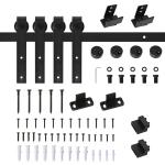 Ferragens Portas de Correr 200 cm Kit para Porta de Correr Dupla Largura 50 cm Aço Carbono Preto