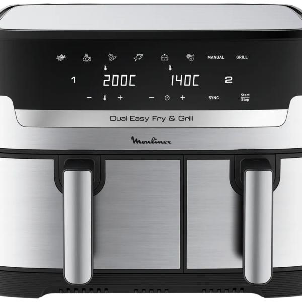 Fritadeira AirFryer Dual Easy Fry & Grill EZ905D20 8,3L 2450W (Preto/Inox) - MOULINEX