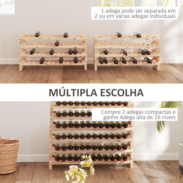 Suporte para Garrafas de Vinho para 96 Garrafas com 8 Níveis Suporte para Vinhos Vertical 114x28x113,5 cm Madeira