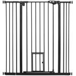 Barreira de Segurança para Cães com Porta Pequena Fechamento Automático e Sistema Duplo de Bloqueio 74 - 101x104,1 cm Preto