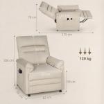 Poltrona Relax com Aquecimento Lombar e Massagem por Vibração Reclinável USB e Função de Memória 82x99x106 cm Bege