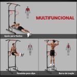 Barra de Elevações com Altura Ajustável Estação de Flexões Máquina de Elevações Multifuncional para Treino de Força 98x84x171 - 219 cm Preto