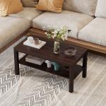 Mesa de Centro Mesa Auxiliar de 2 Níveis para Sala de Estar Escritório 90x45x45,5cm Nogueira