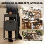 Conjunto de 6 Cadeiras Dobráveis com Encosto Curvo Assento Côncavo com Ventilação 48,5x47x75 cm Preto