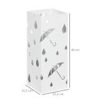 Suporte para Guarda - Chuvas com 4 Ganchos e Bandeja de Gotejamento Amovível Porta Guarda - Chuvas 15,5x15,5x41 cm Branco