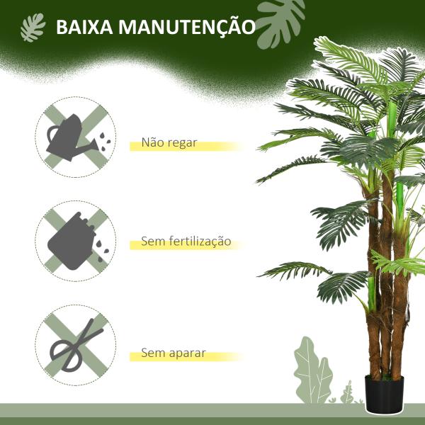 Planta Artificial Decorativa 160 cm Palmeira Artificial com Vaso e Folhas para Interior Verde