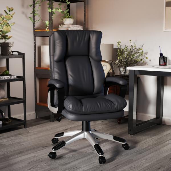 Cadeira de Escritório Giratória Cadeira de Escritório Ergonómica com Apoio para os Braços e Altura Ajustável 66x71x110 - 120,5 cm Preto