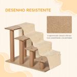 Escada para Animais de Estimação com 4 Degraus 2 em 1 com Capa Removível e Lavável Escada 60x35x44 cm Bege