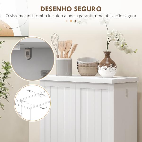 Armário de Cozinha Armário Despensa Cozinha com 2 Portas 16 Prateleiras Aparador Moderno 60x30x104 cm Branco