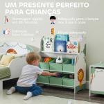 Estante Infantil para Brinquedos com 6 Caixas de Tecido Não Tecido Organizador de Brinquedos com 2 Prateleiras 63x30x71 cm Verde