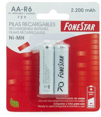 Blister 2 Pilhas Recarregáveis Ni - MH AA R6 2200mAh - FONESTAR