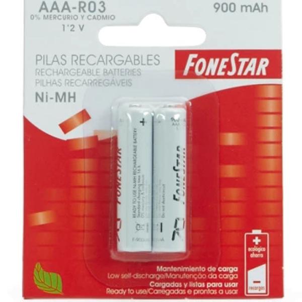 Blister 2 Pilhas Recarregáveis Ni - MH AAA R03 900mAh - FONESTAR
