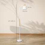 Candeeiro de Pé LED com Altura Ajustável Ecrã Interruptor para Sala de Estar Escritório Quarto 49x21x127 - 160 cm Branco e Dourado