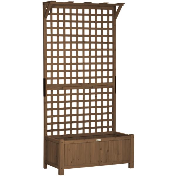 Floreira com Treliça de Madeira Caixa de Plantio com Suporte para Plantas Trepadeiras 90x45x183cm Marrom Escuro