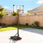 Tabela de Basquetebol com Altura Ajustável 178 - 208 cm Rodas Base Recarregável para Exterior 75x56x210 - 240 cm Amarelo e Preto