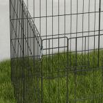 Parque para Cães 8 Painéis Dobráveis Gaiola Metálica para Animais de Estimação com Porta e Dupla Fechadura 76x61cm Preto