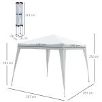 Tenda Dobrável Tenda com Desenho Pop Up para Jardim Campismo Festas Eventos Aço e Oxford 297x297x250 cm Branco