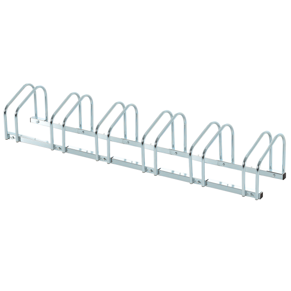 Estacionamento para 6 Bicicletas Suporte de Aço para Estacionar Bicicletas no Chão para Interior e Exterior 179x33x27 cm Prata