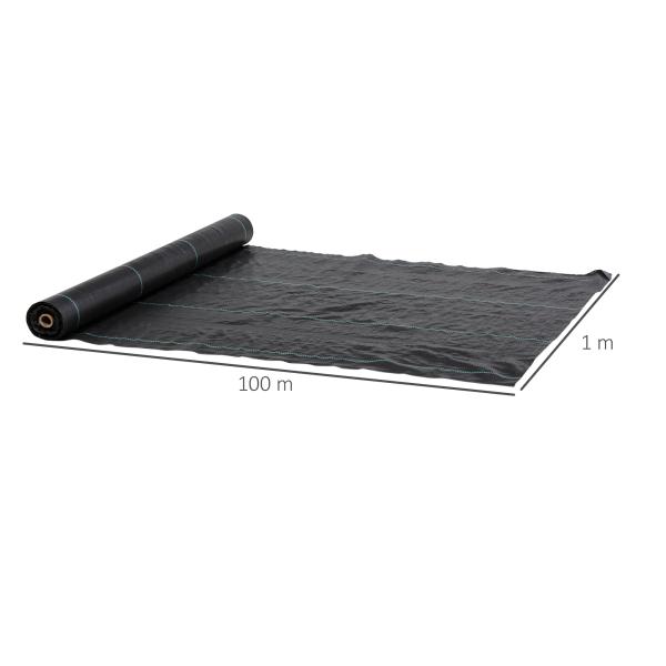 Rolo de Malha Anti - Ervas 1x100 m Malha Geotêxtil 60 g/m² para Controlo de Ervas Daninhas de Jardim Malha Anti - Ervas Preta