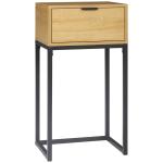 Mesa Consola com Gaveta Consola Moderna Mesa de Entrada com Pés de Aço 40x30x76 cm Madeira e Preto