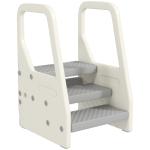 Banco Infantil Ajustável de 2 a 3 Degraus Torre de Aprendizagem Escada para Crianças de 2 - 5 Anos 43x42x65,5 cm Cinza