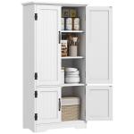 Armário de Cozinha Alto Móvel Auxiliar com 4 Portas e Prateleiras Ajustáveis 60x30x123 cm Branco
