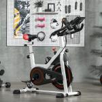 Bicicleta Ergométrica com Tela LCD Sela Ajustável Volante 8 kg para Escritório Branco