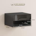 Conjunto de 2 Mesas de Cabeceira Suspensas com Gaveta Prateleira Aberta para Quarto 37x32x21 cm Preto Brilhante