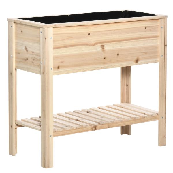 Horta Vertical Elevada com Prateleira Mesa de Cultivo de Madeira com Tecido não Tecido 90x40x81cm Madeira