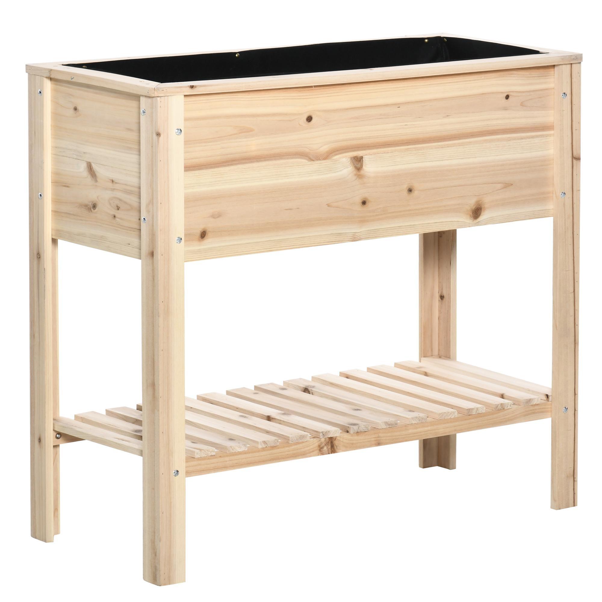 Horta Vertical Elevada com Prateleira Mesa de Cultivo de Madeira com Tecido não Tecido 90x40x81cm Madeira