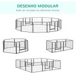Parque para Cães com 12 Painéis Recinto para Animais de Estimação Modular com 2 Portas 80x60 cm Preto
