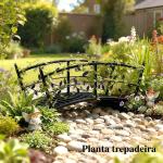 Ponte de Jardim Metálica 1,2 m Ponte Decorativa para Lagos com Corrimãos de Segurança e Design de Folhas Preto