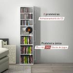 Estante para CDs e DVDs Suportes para CD Estreitos com 9 Compartimentos Prateleiras Ajustáveis 33x24x140 cm Branco