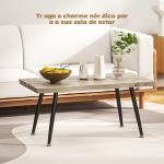 Mesa de Centro Moderna com Tampo Espesso de 4 cm, Pés de Aço, 100x50x45 cm, Carvalho
