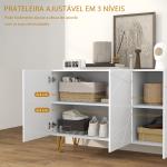 Aparador para Sala Aparador de Entrada com 3 Portas e Prateleiras Ajustáveis para Cozinha Sala 120x40x75 cm Branco Brilhante