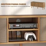 Móvel de TV para Televisores de até 50 Polegadas com 2 Gavetas de Tecido 2 Prateleiras Abertas 110x29x46,5 cm Madeira e Castanho Claro