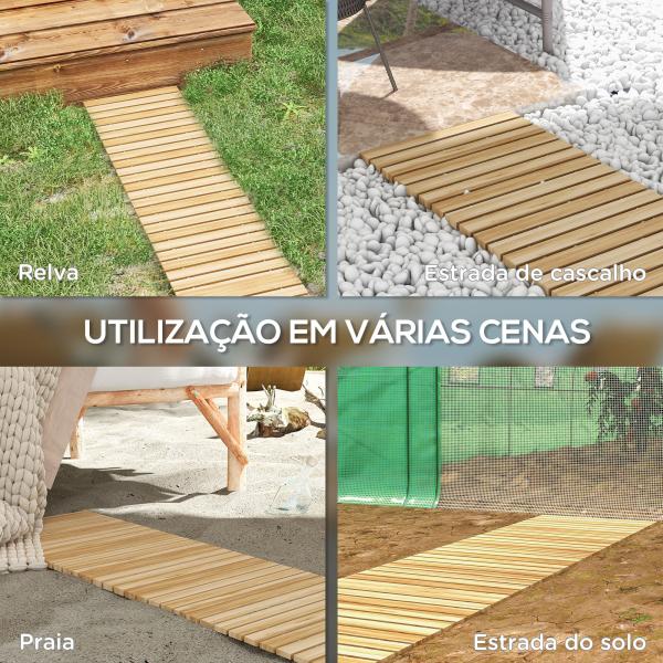 Estrado de Ripas de Madeira Enrolável 120x38 cm Resistente às Intempéries Decoração de Jardim para Praia Festa Natural