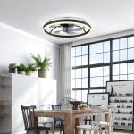 Ventoinha de Teto com Luz LED 6 Velocidades Motor Reversível e Comando Remoto Potência 45W Ø50x13,5 cm Preto