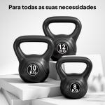 Peso Russo de 10 kg Kettlebell Preenchido de Areia com Punho Largo e Antiderrapante para Trenos em Casa e Ginásio 25x19x28 cm Preto